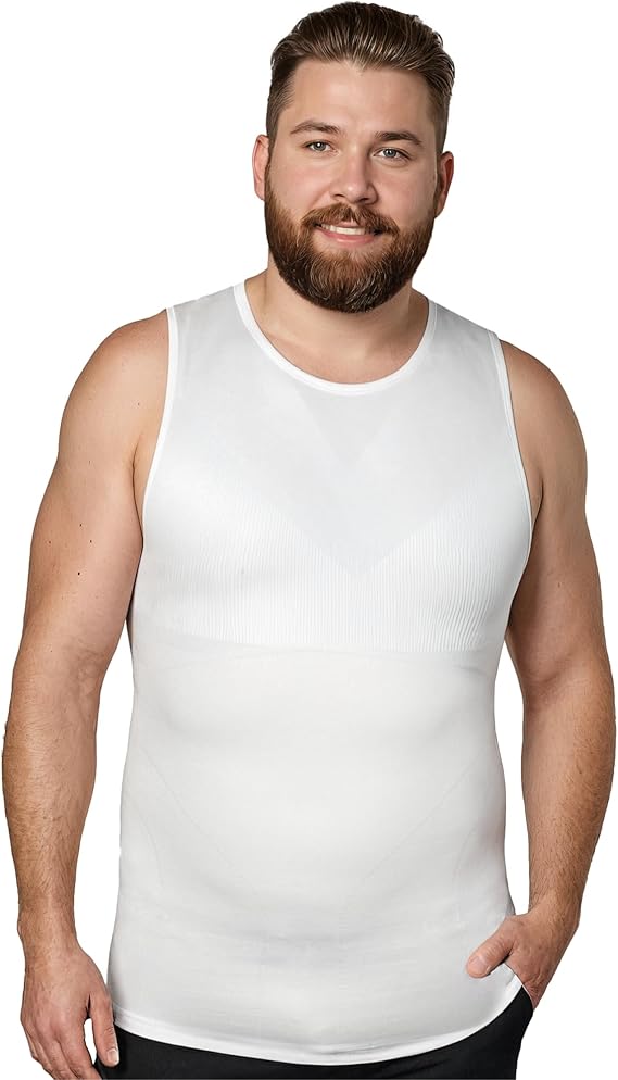 QORE LOGIQ Gynecomastia Compression Shirt Men, Premium Slimming Undershirt Compression Tank Top, Mens Shapewear & Body Shaper