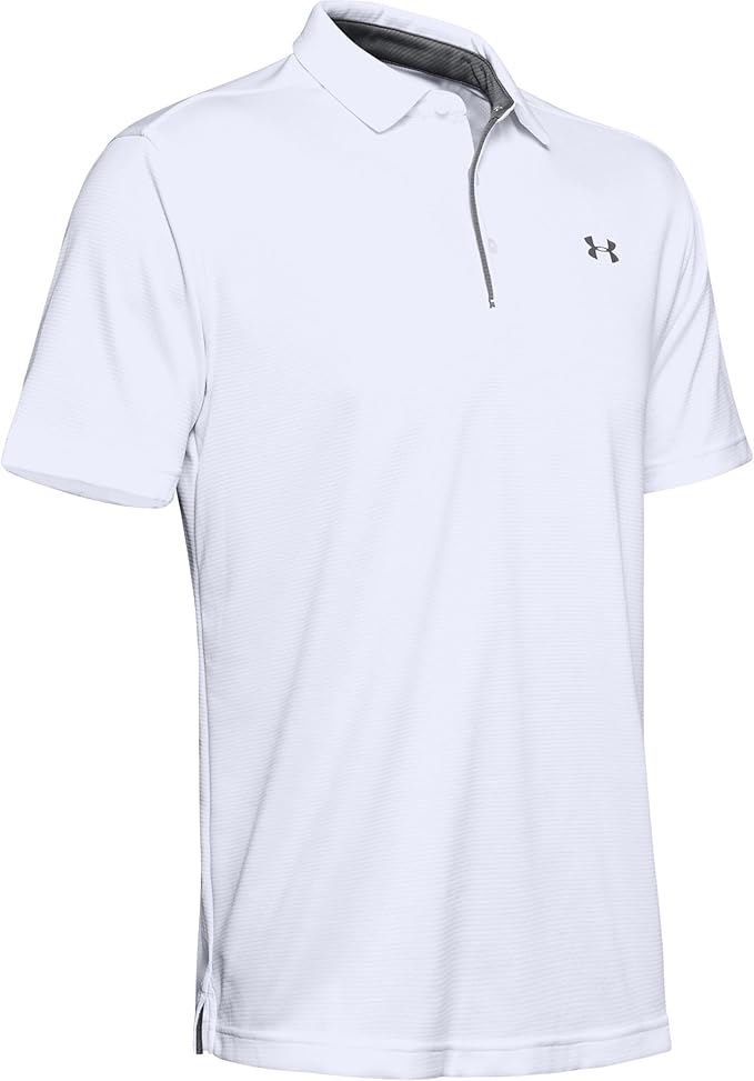 Under Armour Men's Tech Golf Polo , White (100)/Graphite, Large