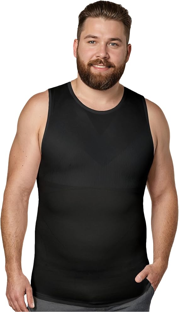 QORE LOGIQ Gynecomastia Compression Shirt Men, Premium Slimming Undershirt Compression Tank Top, Mens Shapewear & Body Shaper