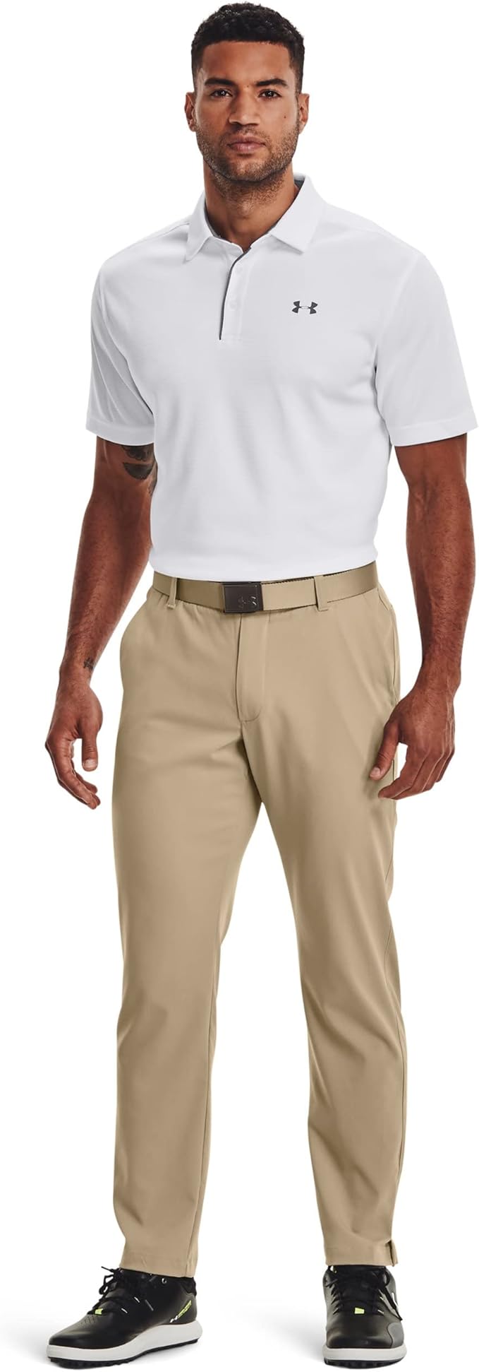 Under Armour Men's Tech Golf Polo , White (100)/Graphite, Large