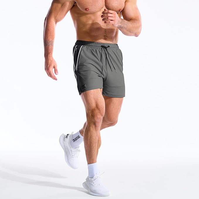 Mens DriArmor Gym Shorts,5" Lightweight Running Workout Athletic Tennis Short for Men with Zip Pocket