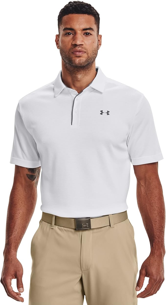 Under Armour Men's Tech Golf Polo , White (100)/Graphite, Large