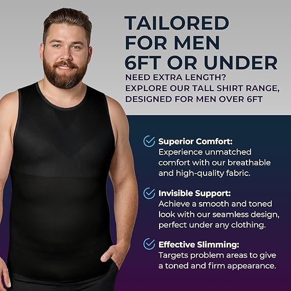 QORE LOGIQ Gynecomastia Compression Shirt Men, Premium Slimming Undershirt Compression Tank Top, Mens Shapewear & Body Shaper