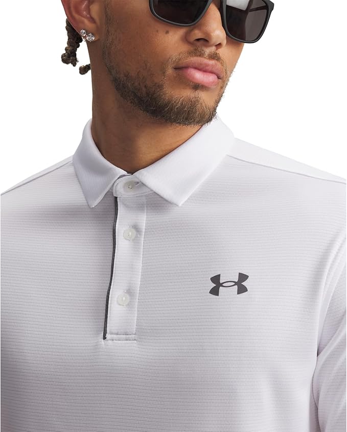 Under Armour Men's Tech Golf Polo , White (100)/Graphite, Large