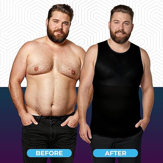 QORE LOGIQ Gynecomastia Compression Shirt Men, Premium Slimming Undershirt Compression Tank Top, Mens Shapewear & Body Shaper