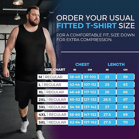 QORE LOGIQ Gynecomastia Compression Shirt Men, Premium Slimming Undershirt Compression Tank Top, Mens Shapewear & Body Shaper