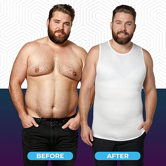 QORE LOGIQ Gynecomastia Compression Shirt Men, Premium Slimming Undershirt Compression Tank Top, Mens Shapewear & Body Shaper